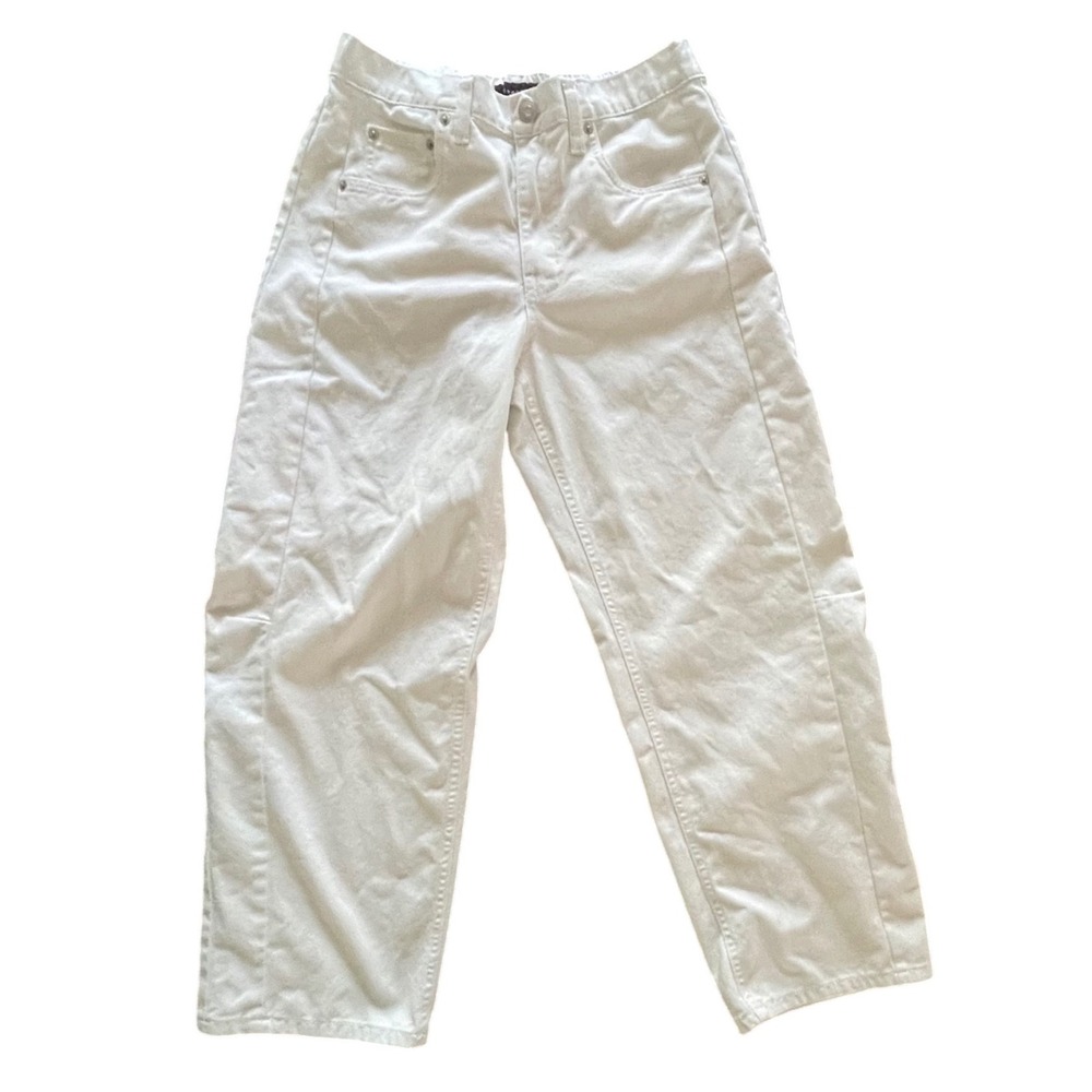 Aeropostale Barrel Jean White High Rise Elastic Back Relaxed Denim Pants Size S